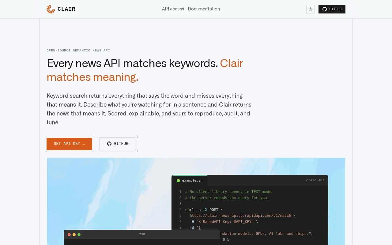 Clair – open-source semantic news API