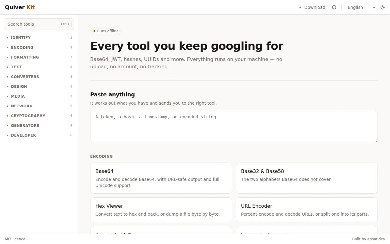 QuiverKit – 62 developer tools that run offline