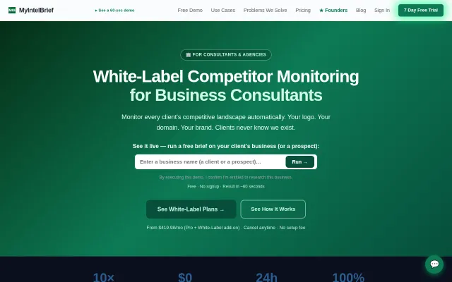 MyIntelBrief – daily competitive-Intel briefs, white-label for agencies
