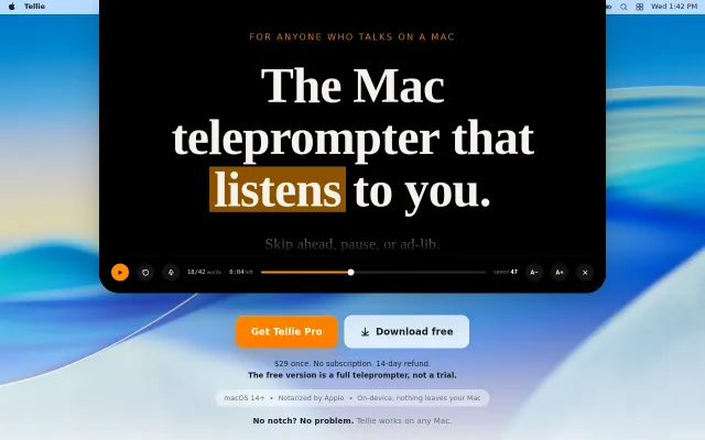 Tellie – the Mac teleprompter that follows the words you say