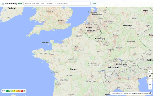 3D map of every French building, colored by energy class (open data)