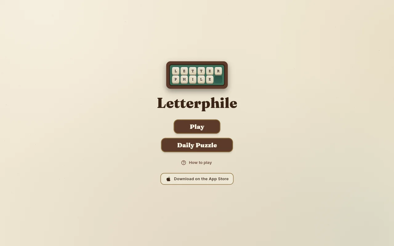 Letterphile – a word game you try to make many words with 1 letter