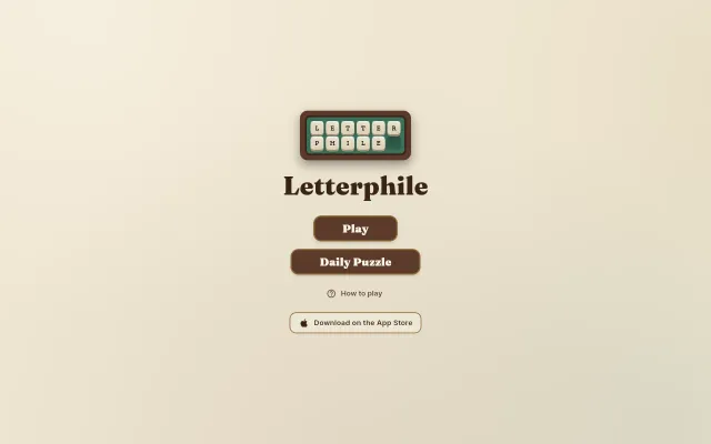 Letterphile – a word game you try to make many words with 1 letter