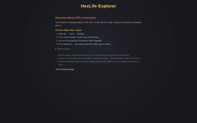 Hexagonal Game of Life Explorer