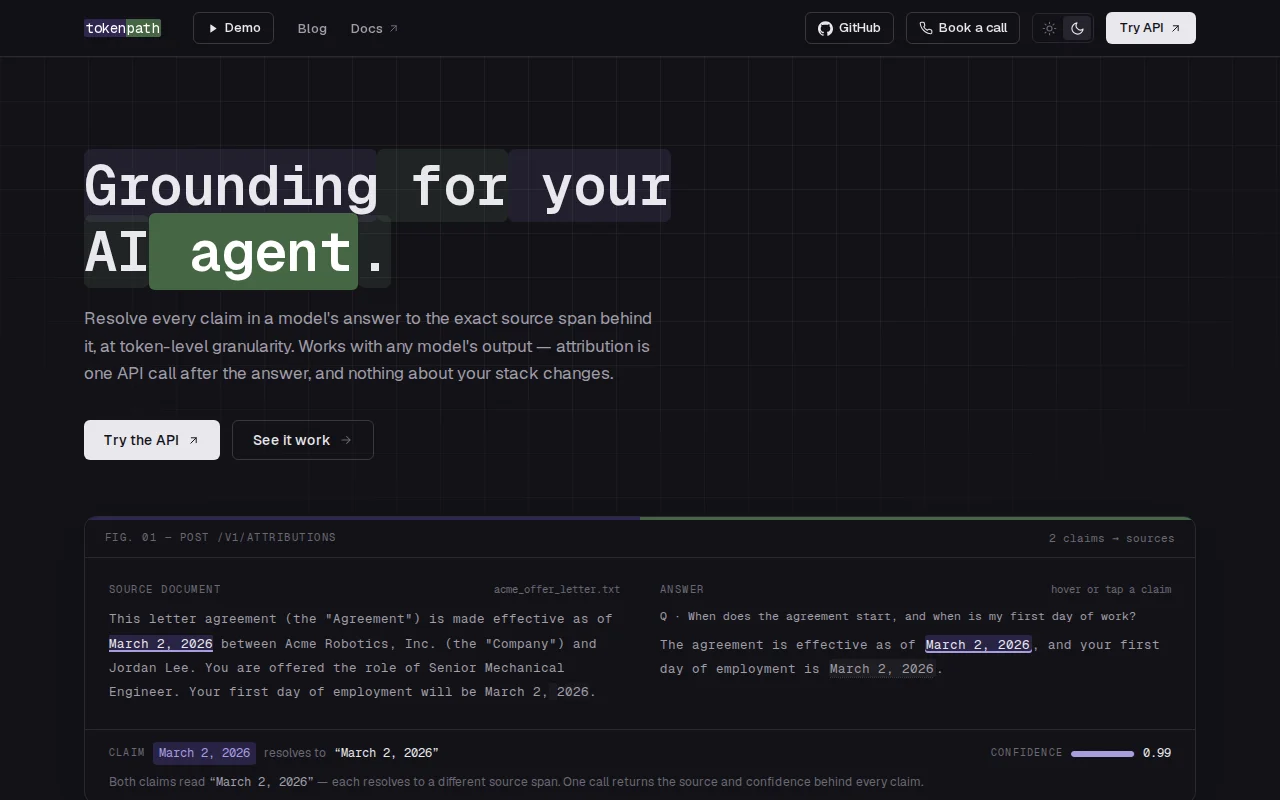 TokenPath – token-level citations for LLM output, read from attention