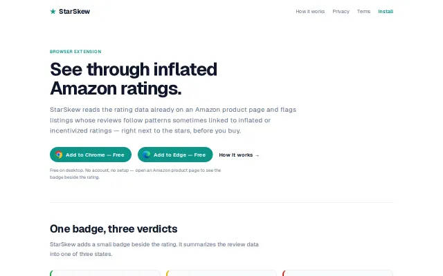 StarSkew, a privacy-light Amazon review analyzer (starskew.com)