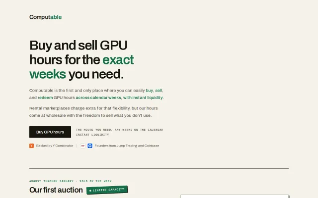 Computable – Buy, sell, and redeem GPU for the exact weeks you want