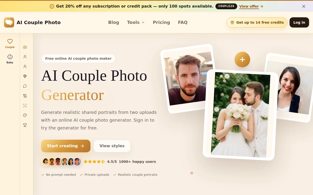 Create a realistic couple photo from two separate portraits