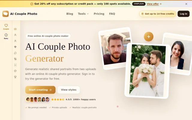 Create a realistic couple photo from two separate portraits