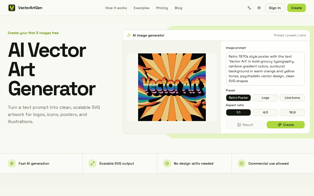 VectorArtGen – Generate editable SVG vector art from text prompts