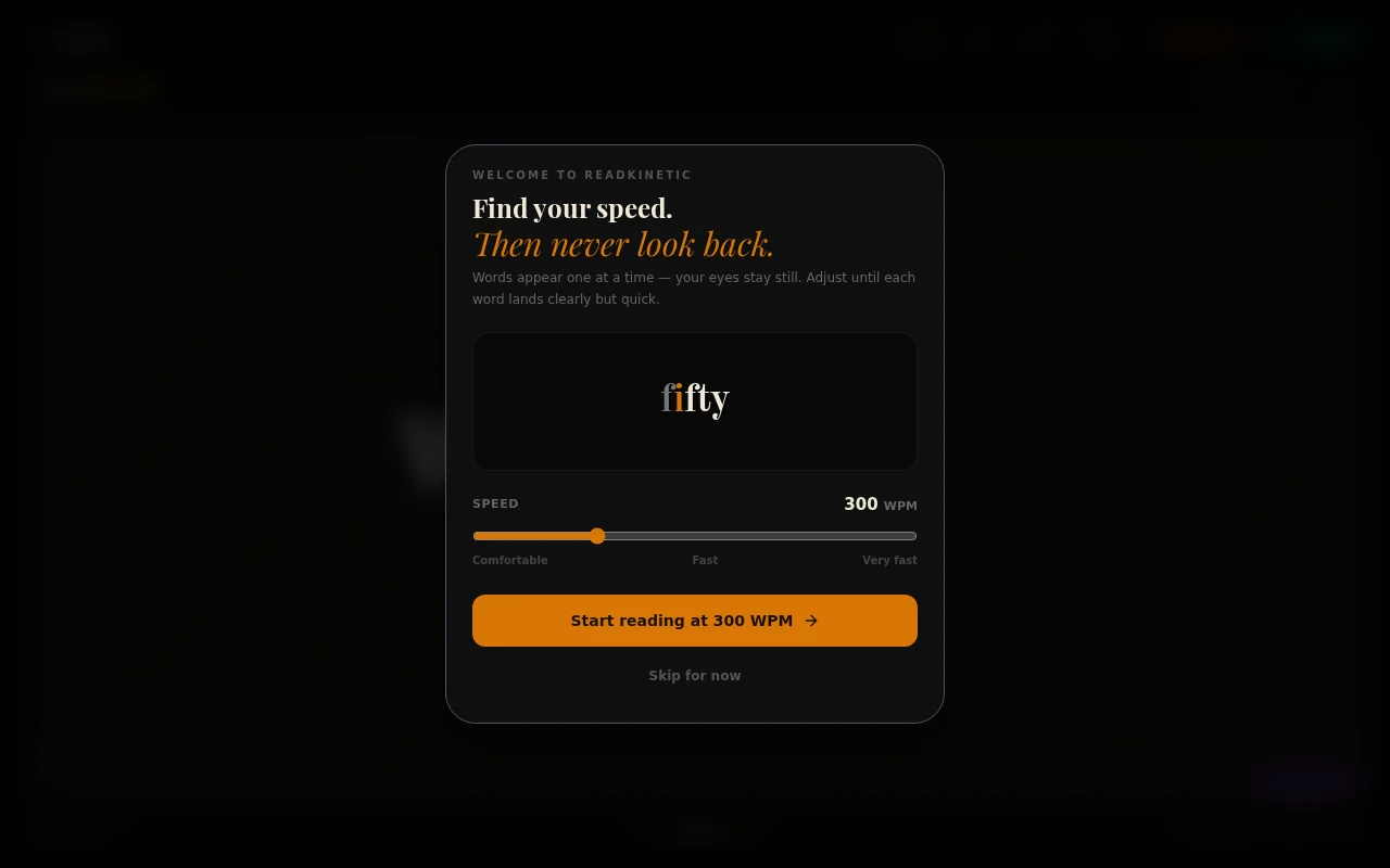ReadKinetic – a free, local-first speed reader for your own books