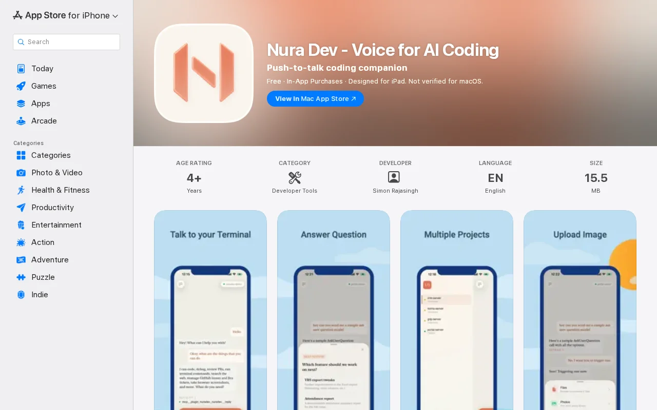 Nura Dev – Voice control for Claude Code, from your phone
