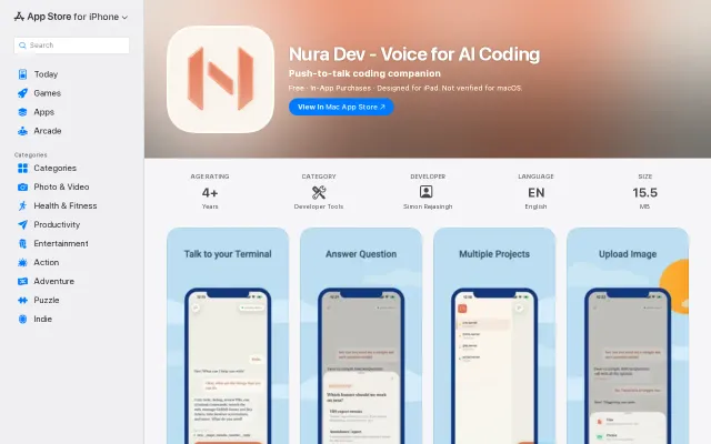 Nura Dev – Voice control for Claude Code, from your phone