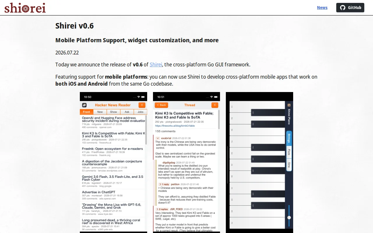 Shirei v0.6 adds iOS/Android support for cross-platform GUI development