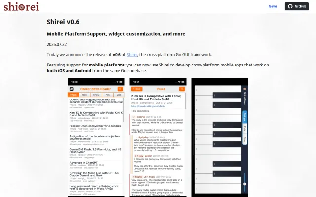Shirei v0.6 adds iOS/Android support for cross-platform GUI development