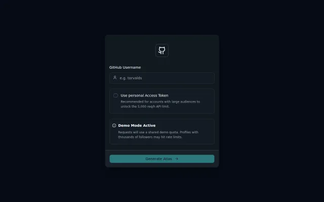 Audience Atlas, Map any GitHub user's followers and followings