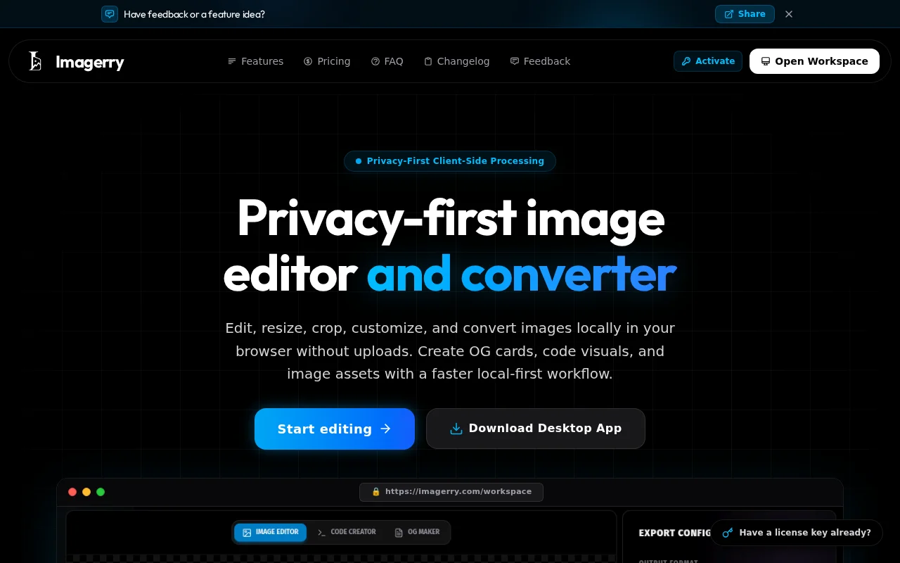Imagerry – client-side image customizer and converter (WASM / WebGPU)