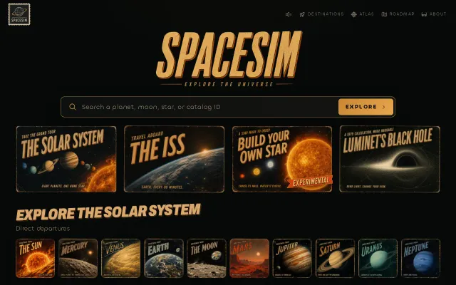 A browser universe simulator with reproducible scientific state