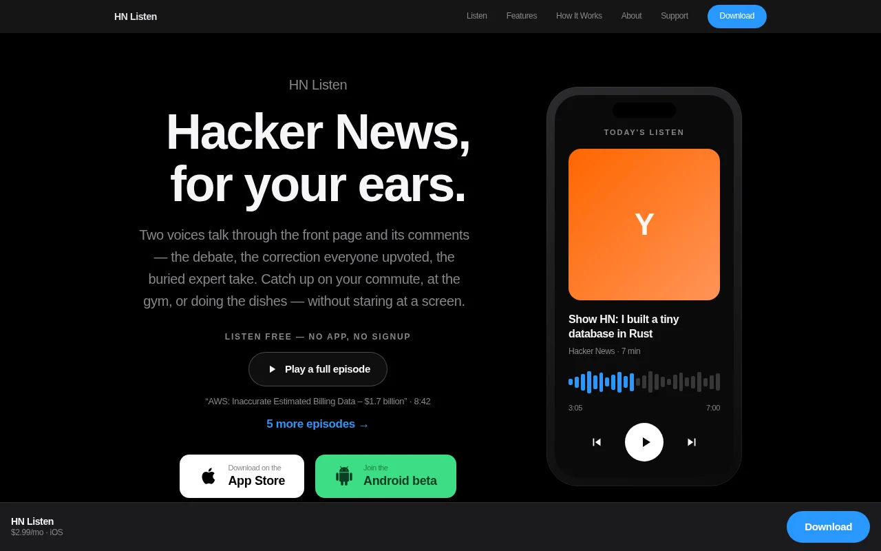 HN Listen – a podcast about the HN comments more than the articles