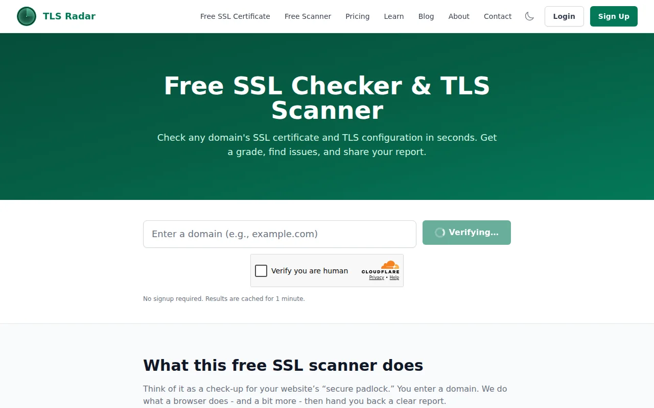TLS Radar – Independent SSL/TLS Monitoring, Web and CLI and Claude