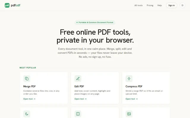 PDF tools that run in the browser, no upload