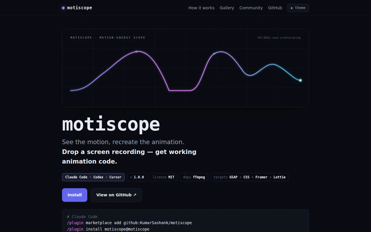 Motiscope – Rebuild web animations from screen recordings
