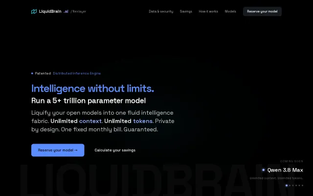 LiquidBrain – Unlimited Tokens. Unlimited Context. One Fixed Price