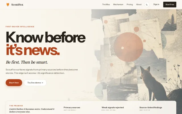 ScoutFox – An alert layer for first-mover intelligence