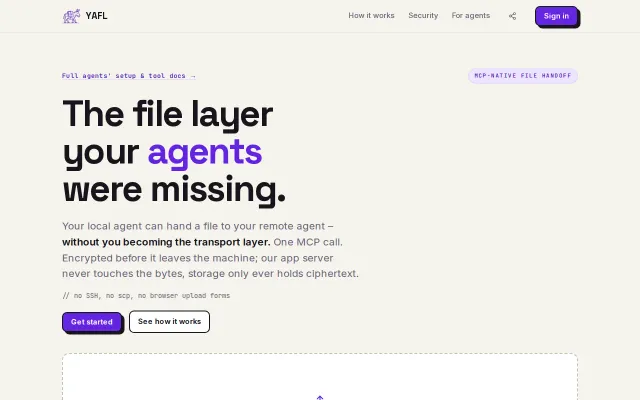 I made YAFL – a E2EE file handoff for AI agents