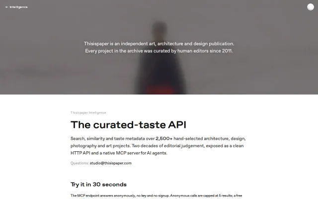 15 years of hand-curated architecture, art and design as an MCP server
