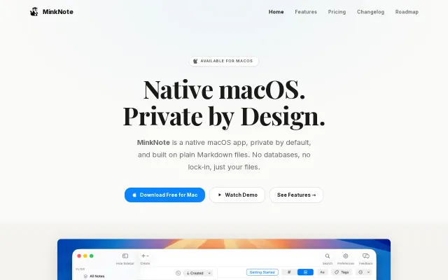 MinkNote – Native macOS notes and journaling using Markdown files