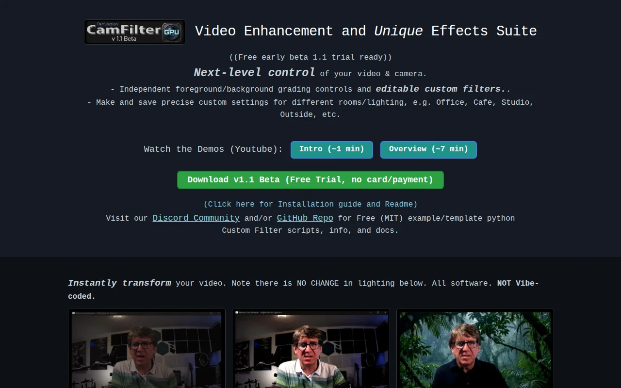 A zero-lag, scriptable video filter (RVM,Python,OpenCV,OpenGL,Spout2)