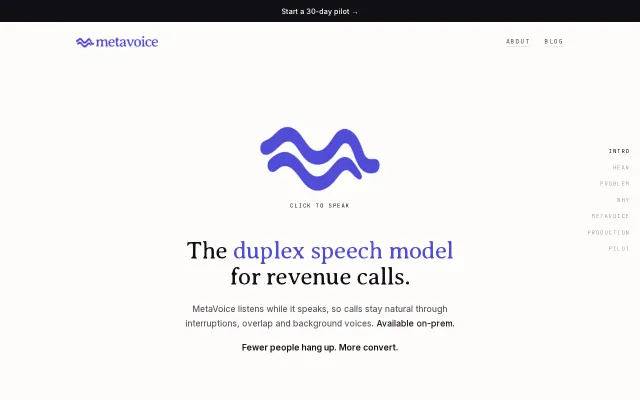 Production duplex speech model for revenue calls