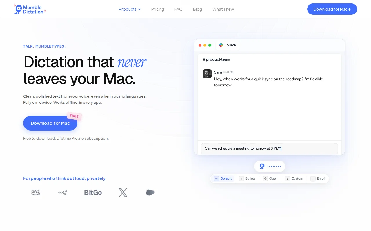 Mumble Dictation – local dictation that learns your vocabulary