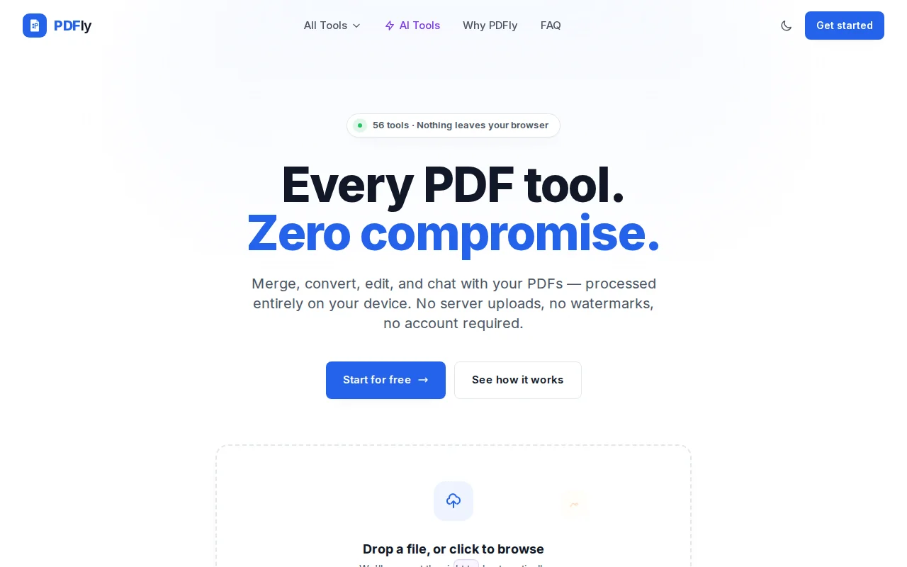PDFly – 56 free PDF tools that run in the browser