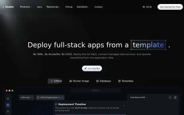 Sealos – deploy a full-stack GitHub repo and troubleshoot the live app