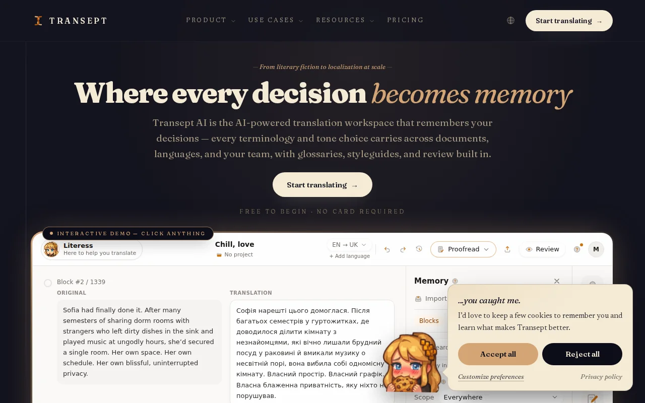Transept: AI translation workspace that puts humans first