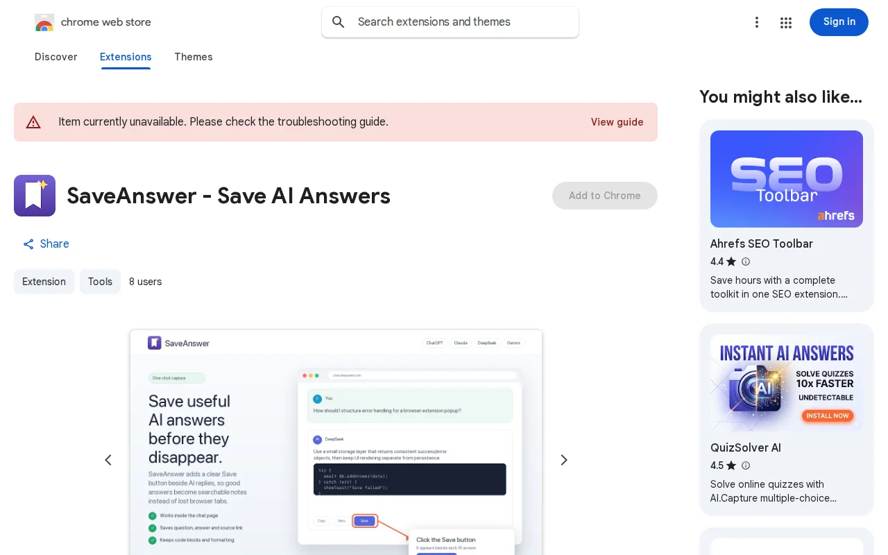 SaveAnswer – a local Chrome extension for keeping AI answers searchable