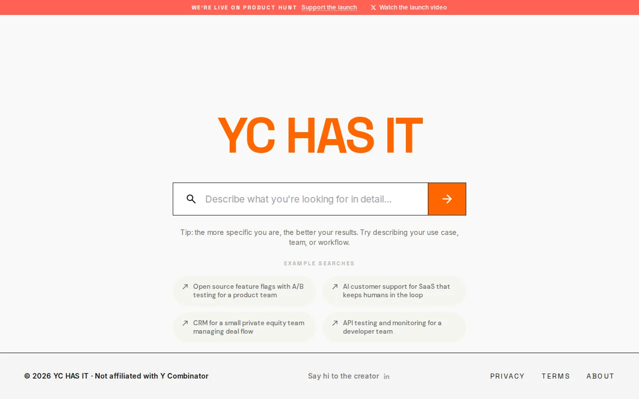YC Has It – describe your problem, find the YC startup that solves it