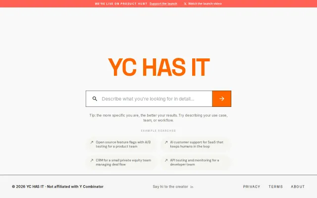 YC Has It – describe your problem, find the YC startup that solves it
