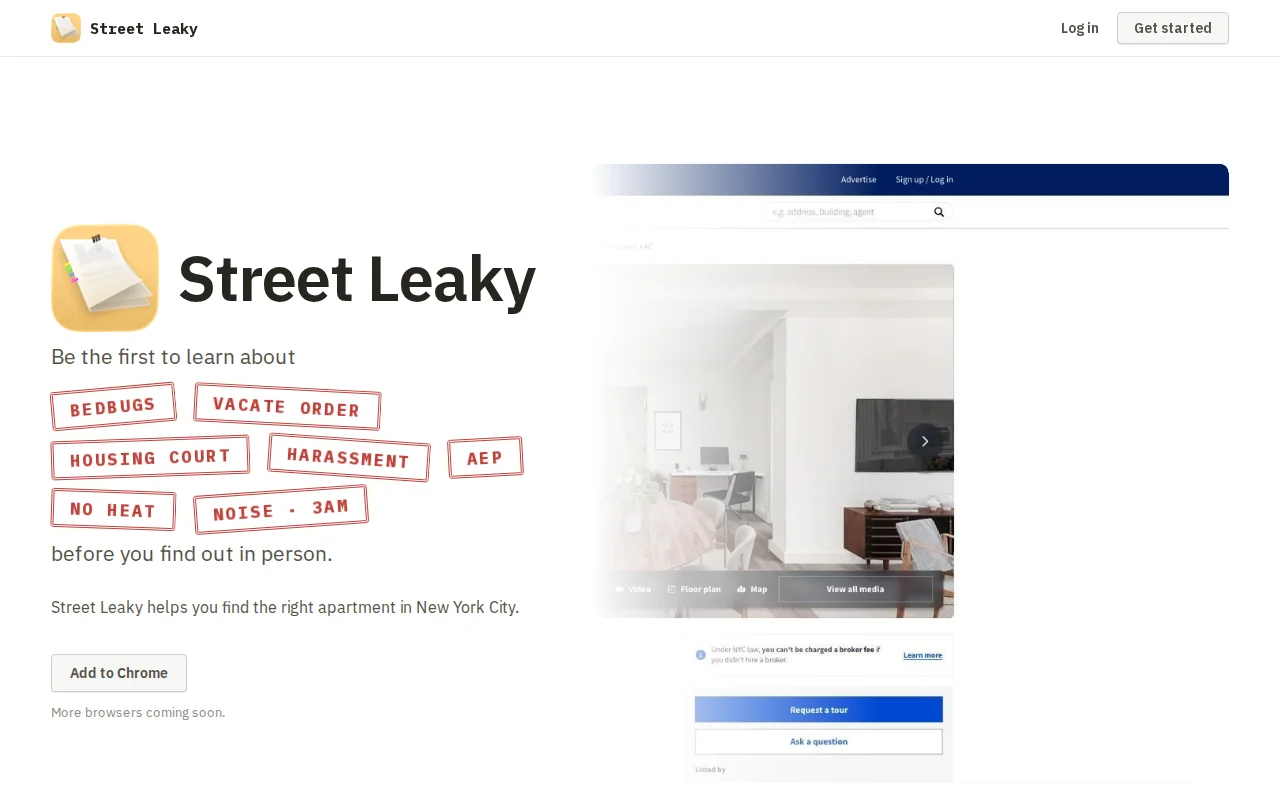 Extension that shows complaints and more on NYC apartment listings