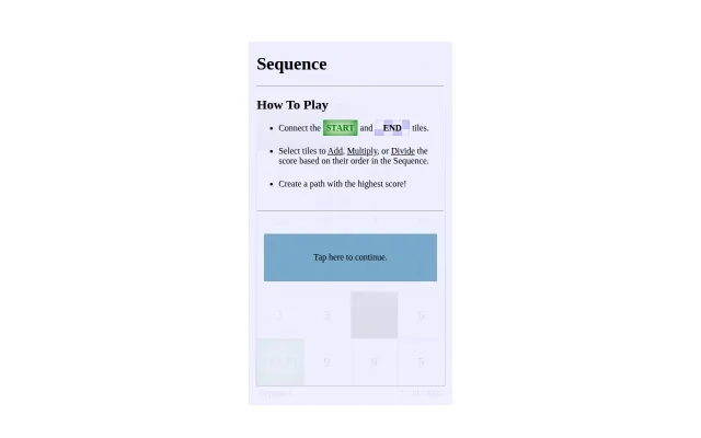 Sequence, a daily spatial number puzzle