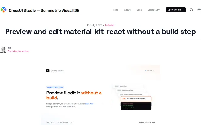 Preview and edit Material Kit React (MUI) without a build step