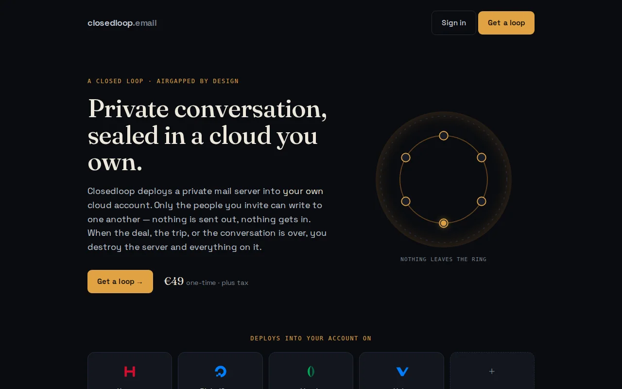 Closedloop – isolated, temporary email for closed groups, on your cloud