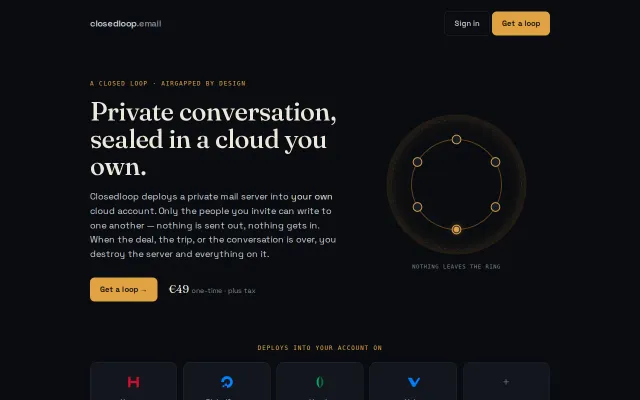 Closedloop – isolated, temporary email for closed groups, on your cloud