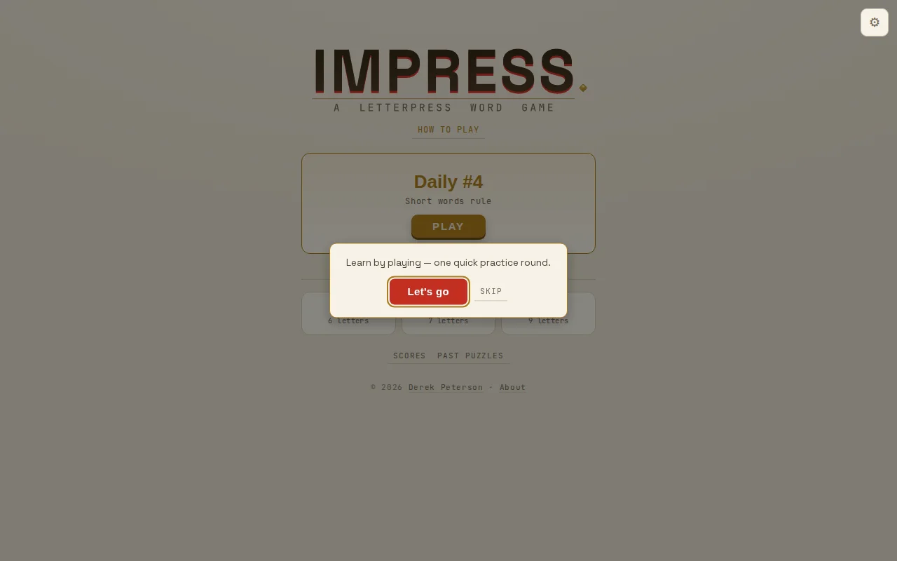 Impress – an ad-free daily word game