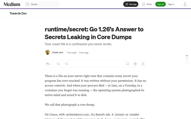 Proving Go 1.26's runtime/secret keeps secrets out of core dumps