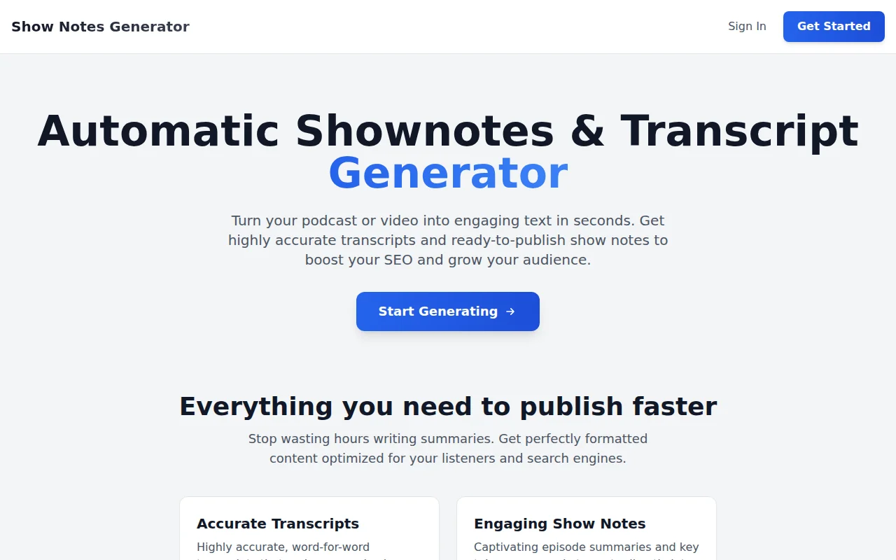 Made a Free Shownotes Generator Website
