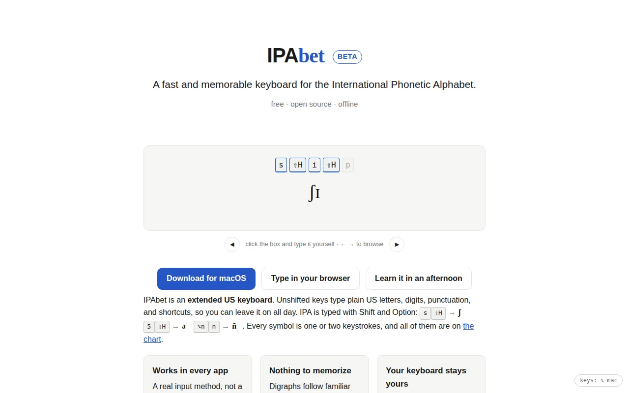 IPAbet – A fast, memorable keyboard for International Phonetic Alphabet