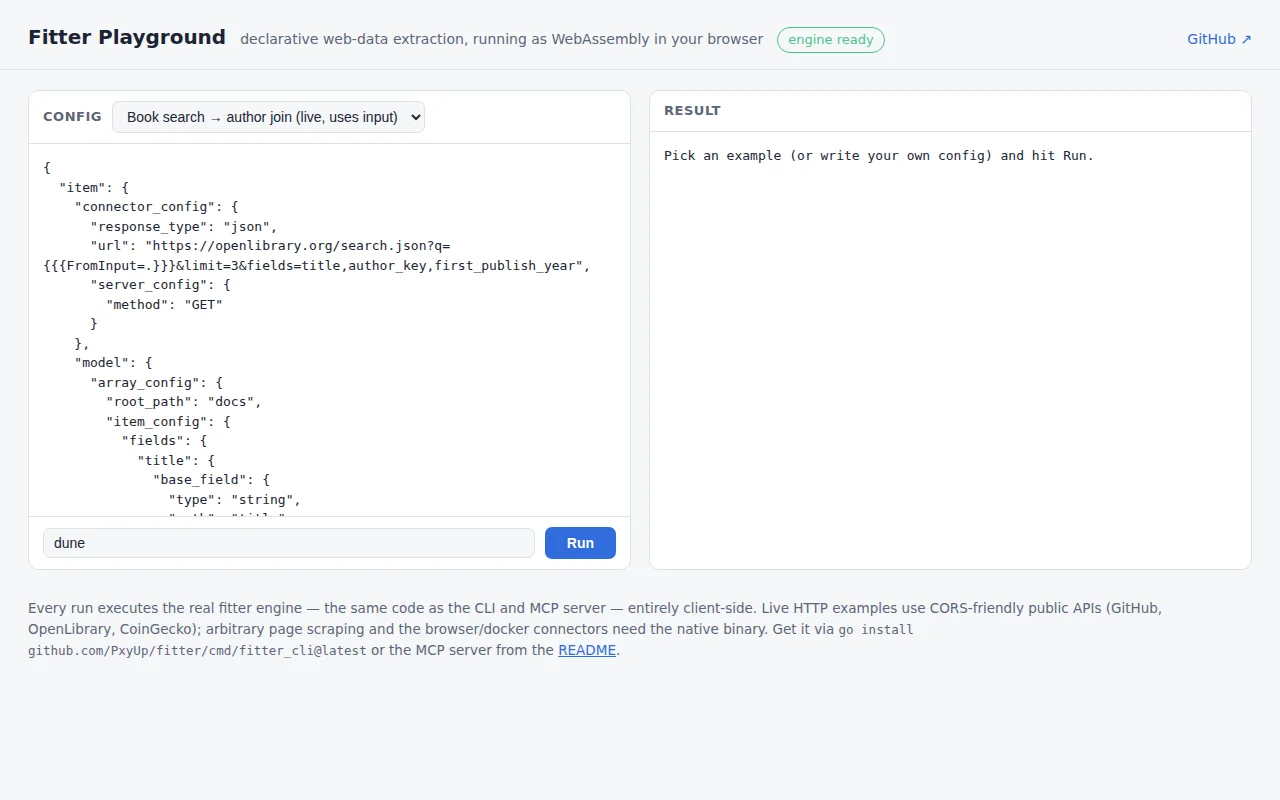 Fitter – declarative web-data extraction,running in the browser also